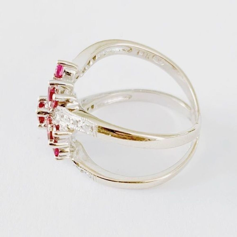 Tourmaline & Diamond Ring 14K White Gold, Unique Engagement / Anniversary Ring - Picture 6 of 15